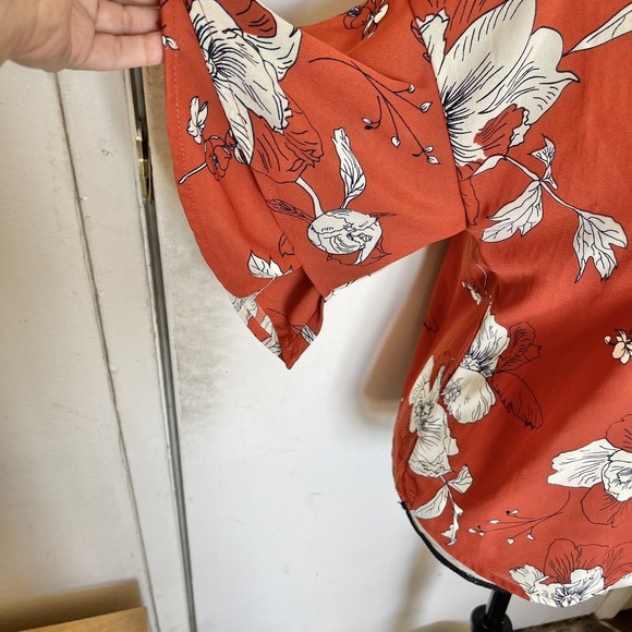 Sienna Sky Womens Blouse Size XS Floral Print Tiered Ruffle Sleeve Button Flawed - Picture 6 of 15